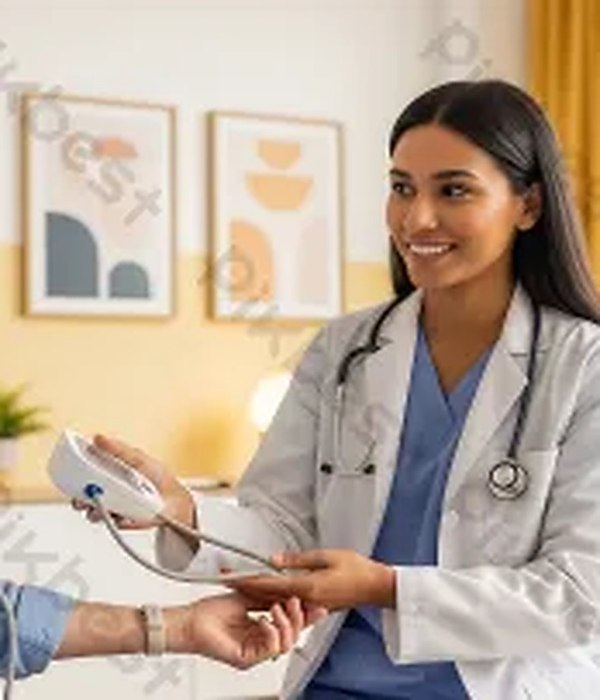 A clinician listening to a patient during a consultation